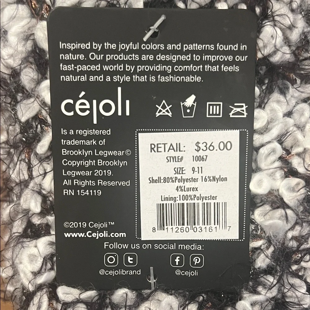 Cé Joli‎ Cozy Knit Sherpa Lined Lounge Socks, NWT